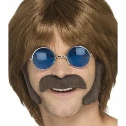 Smiffys USA 1960's Costumes Hippie Disguise Set, Brown
