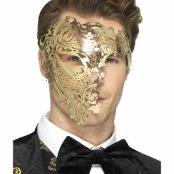 Smiffys USA Metal Filigree Phantom Men's Gold Mask
