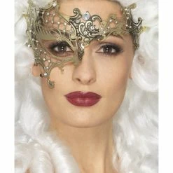 Smiffys USA Masks Metal Filigree Half Eye Mask Women's