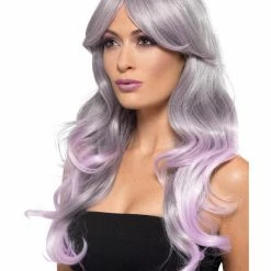 Smiffys USA Wigs & Beards Ombre Women's Gray And Pink Long Wig
