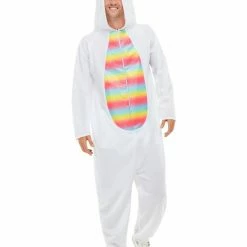 Smiffys USA Costumes Unicorn Adult Jumpsuit White And Rainbow Costume