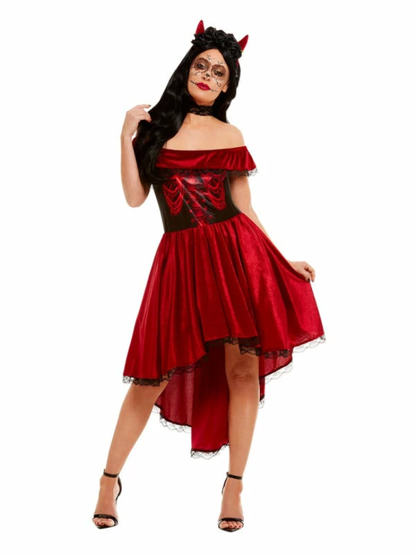 Smiffys USA Day Of The Dead Devil Women's Dress Costume 3 Smiffys USA Day Of The Dead Devil Women's Dress Costume