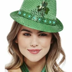 Smiffys USA Paddy's Day Light Up Sequin Trilby Hat Hats & Headpieces