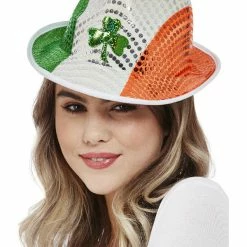 Smiffys USA Paddy's Day Irish Flag Sequin Trilby Hat Hats & Headpieces