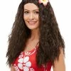 Smiffys USA Hawaiian Women's Wig With Flower Wigs & Beards
