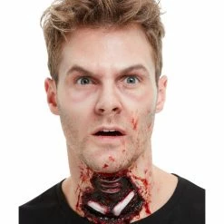 Smiffys USA Smiffys Make-Up FX, Latex Exposed Throat Wound, Red Makeup & SFX