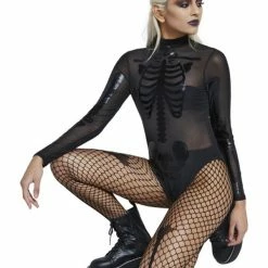 Smiffys USA Costumes Skeleton Fever Sheer Women's Bodysuit