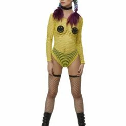 Smiffys USA Smiley Fishnet Bodysuit With Pasties Costume