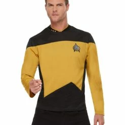 Smiffys USA Costumes Star Trek The Next Generation Operations Uniform Gold Men's Top