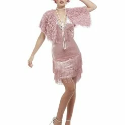 Smiffys USA 20s Vintage Pink Flapper Women's Costume Costumes
