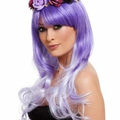 Smiffys USA Day Of The Dead Glam Purple Women's Wig Wigs & Beards