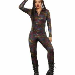 Smiffys USA Fever Miss Whiplash Geometric Print Women's Catsuit Costumes