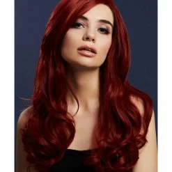 Smiffys USA Khloe Fever Women's Ruby Red Wig Long Wave Wigs & Beards