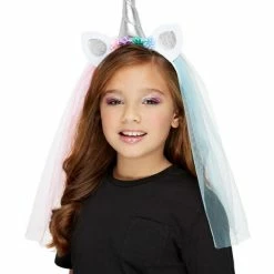 Smiffys USA Unicorn Girls Headband With Horn Ears And Veil