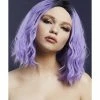 Smiffys USA Wigs & Beards Cara Fever Women's Purple Violet Wig Two Toned Wavy Long Bob Centre Parting