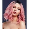 Smiffys USA Wigs & Beards Cara Fever Women's Ash Pink Wig Two Toned Wavy Long Bob, Centre Parting