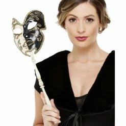 Smiffys USA Masks Venetian Adults Black And Cream Mask