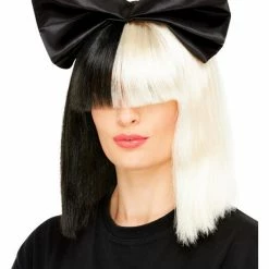 Smiffys USA 90s Two Tone Popstar Wig Black And Blonde Women's