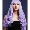 Smiffys USA Gigi Fever Women's Purple Wig Long Loose Curls With Fringe