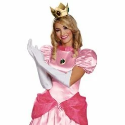 Disguise Super Mario Princess Peach Accessory Kit Adult, Gloves, Crown, Amulet Video Game Costumes