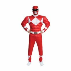 Disguise Costumes Power Rangers Mighty Morphin Men's Red Classic Muscle Costume & Mask