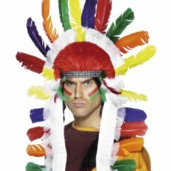 Smiffys USA Native American Inspired Long Chief Headdress Men's