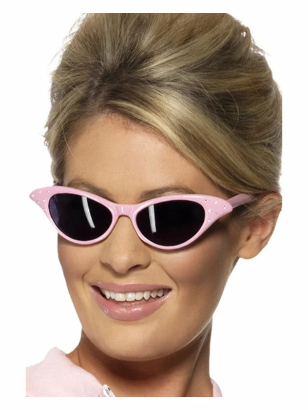 Smiffys USA 1950's Costumes 50s Flyaway Style Rock & Roll Women's Pink Sunglasses 3 Smiffys USA 1950's Costumes 50s Flyaway Style Rock & Roll Women's Pink Sunglasses