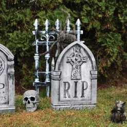 Fun World Decorations & Props Photo-Realistic Tombstone Cross & Skull Set Of 3