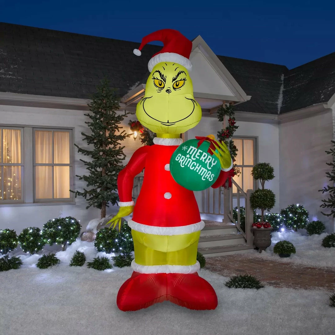 Gemmy Decorations & Props The Grinch With Ornament Giant 11' Airblown Christmas Lawn Decoration 3 Gemmy Decorations & Props The Grinch With Ornament Giant 11' Airblown Christmas Lawn Decoration