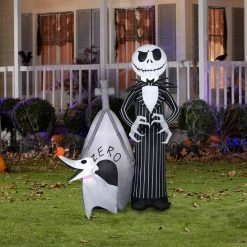 Gemmy Nightmare Before Christmas - Jack Skellington & Zero House 5ft Airblown Yard Decoration Decorations & Props