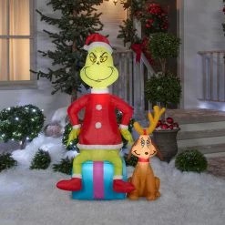 Gemmy The Grinch With Max 5ft Airblown Christmas Yard Decoration