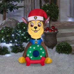 Gemmy Decorations & Props PAW Patrol - Chase With Santa Hat 3.5ft Airblown Christmas Yard Decoration