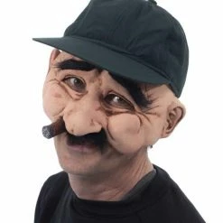 Zagone Studios Stan The Man Character Half Mask, Funny Old Man With Mustache And Cigar Masks