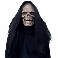 Zagone Studios Masks Grim Reaper, Skull Skeleton Head Latex Face Mask With Moving Mouth