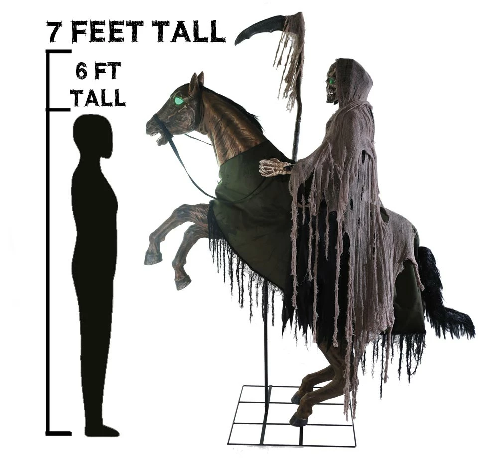 Morris Costumes Decorations & Props Reaper's Ride Animated Prop 7FT Horse & Grim Reaper Rider With Fog FX 7 Morris Costumes Decorations & Props Reaper's Ride Animated Prop 7FT Horse & Grim Reaper Rider With Fog FX