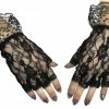 Morris Costumes Gloves Black Fingerless 1 Sz Accessories