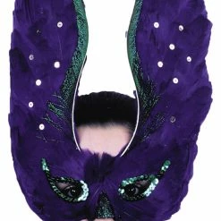Morris Costumes Mask Feather Purpl With Sequin Masks