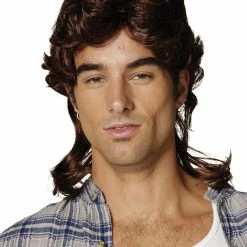 Morris Costumes Wigs & Beards Mullet Wig Brown