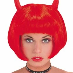 Seasonal Visions Wig Devil Red With Horns Wigs & Beards