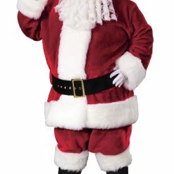Fun World Santa Suit Plush Crimson Adult Costume, Plus Size Costumes