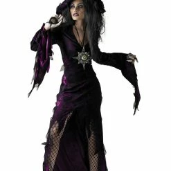 Disguise Sorceress Adult Witch Women's Deep Purple And Black Costume & Hat