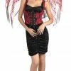 Disguise Gothic Women Red & Black Lace Corset With Wings