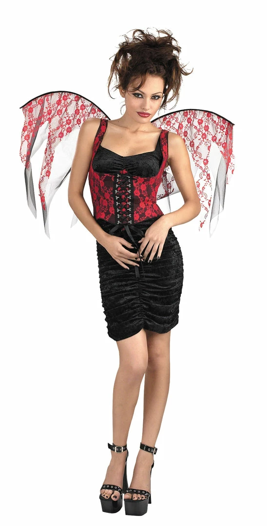 Disguise Gothic Women Red & Black Lace Corset With Wings 3 Disguise Gothic Women Red & Black Lace Corset With Wings