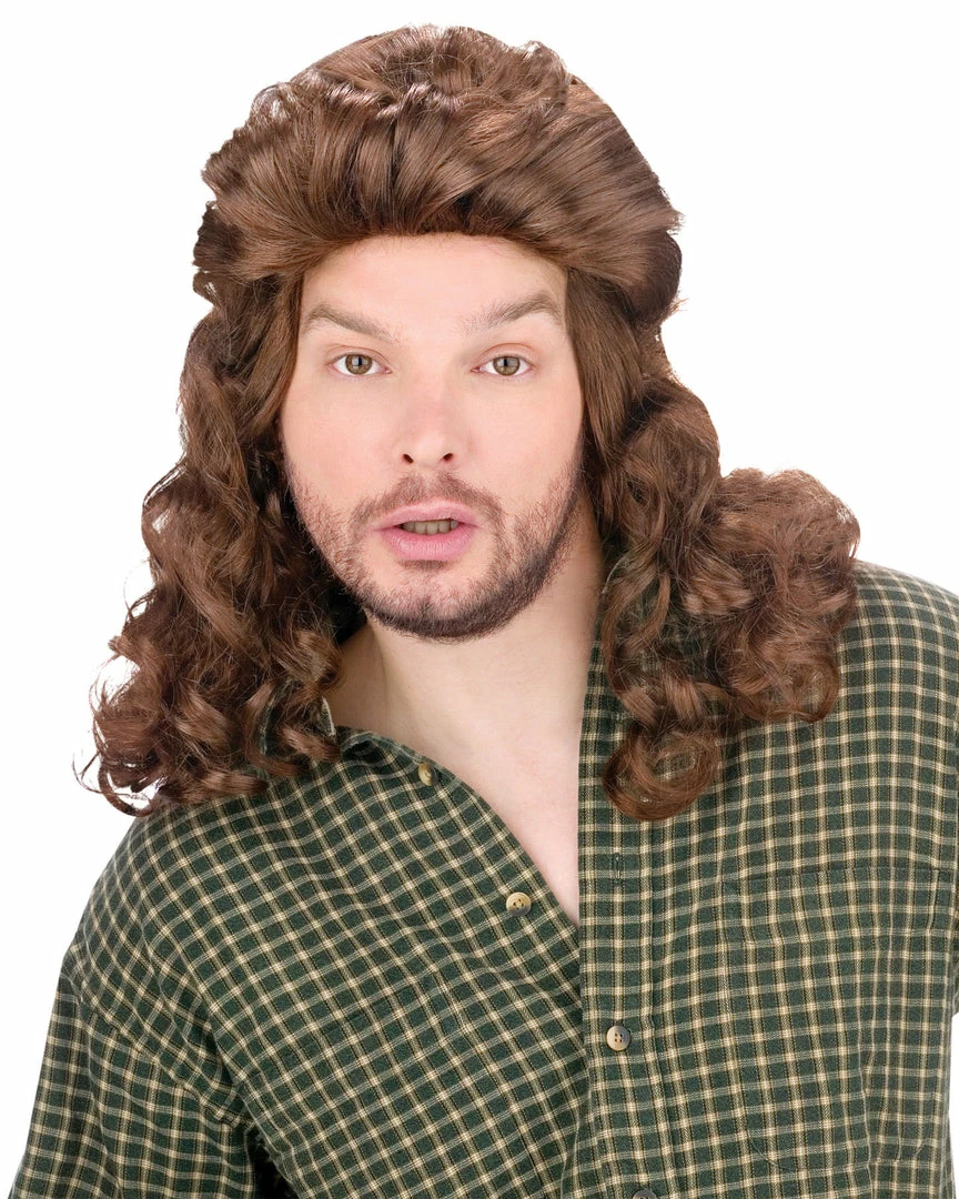 Fun World Wigs & Beards Mullet Perm Wig Brown 3 Fun World Wigs & Beards Mullet Perm Wig Brown