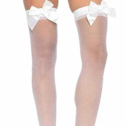 Leg Avenue Sheer Thighs-Highs With Satin Bow