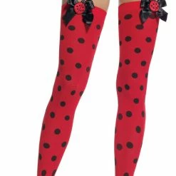 Leg Avenue Thigh Highs Dots With LadyBug Bow