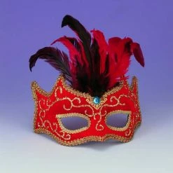 Forum Novelties Half Style Mask Rd W Gold Trim