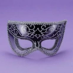 Forum Novelties Half Style Mask Bk W Slvr Trim