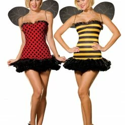 Dreamgirl Costumes Buggin Out Reversible Womens Bumble Bee Lady Bug Costume & Wings