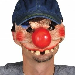 Zagone Studios Clowning Around, Goofy Latex Face Half Mask With Attached Adjustable Hat